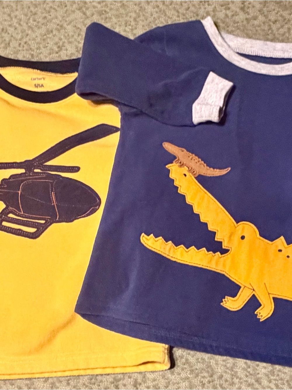Kids Navy & Yellow Crocodile Long-Sleeve Fleece Shirts
